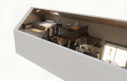 Moduļu mājas "Moderna" otrā stāva jeb lofta vizualizācija